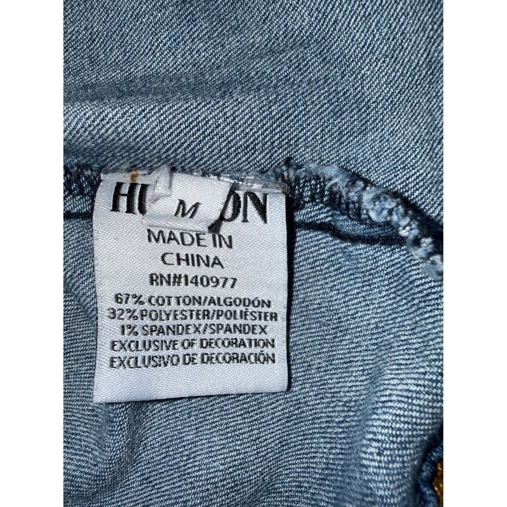 Hudson Jeans Women Light Wash Denim Trucker Jacket Union Jack Patch Size M - Picture 6 of 10